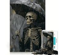 Puzzle "Scheletro sotto la pioggia" da 1000 pezzi per adolescenti, ideale per rievocare ricordi, migliorare la memoria, rilassare la mente e creare un'opera d'arte nitida 38x26cm