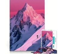 Puzzle "Sciare tra le montagne rosa" per adolescenti, 1000 pezzi, gioco di logica e antistress, taglio preciso, regalo di Babbo Natale 38x26cm
