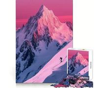 Puzzle "Sciare tra le montagne rosa" per adolescenti, 1000 pezzi, gioco di logica e antistress, taglio preciso, regalo di Babbo Natale 38x26cm