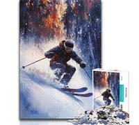 Puzzle sciatori per adolescenti, 1000 pezzi, difficili da completare ma divertenti e spiritosi, regalo di compleanno, regali, decorazioni murali 38x26cm