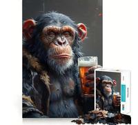 Puzzle "Scimmia che beve birra" per adulti,1000 pezzi,gioco stimolante per la mente,pezzi precisi e facili da incastrare,attività rilassante di gruppo al chiuso (38x26cm)