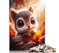 Puzzle scoiattolo carino in autunno con immagini personalizzabili, 100% cartone riciclato, per bambini dai 12 anni, 1000 pezzi (75x50 cm)
