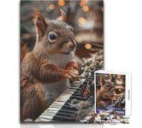 Puzzle scoiattolo che suona il pianoforte 1000 pezzi, divertente gioco per lo sviluppo cognitivo, speciale regalo di festa premuroso, dimensioni 50x75cm