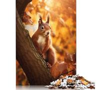 Puzzle "Scoiattolo rosso in autunno", puzzle di cartone premium, stimolante e stimolante per adulti e adolescenti, regalo di Natale da 1000 pezzi (26x38 cm)