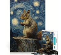 Puzzle "Scoiattolo sotto una notte stellata" da 1000 pezzi per adolescenti, giocattolo antistress, taglio di alta qualità, regalo elegante 50x75cm