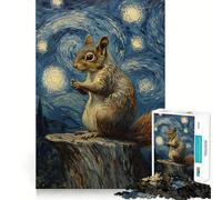 Puzzle "Scoiattolo sotto una notte stellata" per ragazzi, 1000 pezzi, gioco di abilità mentale, design semplice e divertente, assemblaggio, regalo memorabile 38x52cm