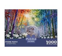 Puzzle Scottish Fold Cat 1000 Pezzi Per Bambini E Adulti, Puzzle Con Colorful Bamboo Forest, Gioco Divertente E Istruttivo, Regalo Originale 38x26cm/1000pcs