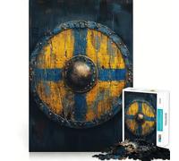 Puzzle Scudo Vichingo da 1000 pezzi per ragazzi,divertente gioco di memoria,facile da completare,senza cuciture,rilassante attività di gruppo al chiuso (38x52cm)