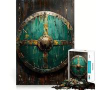 Puzzle "Scudo vichingo da appendere al muro" per ragazzi,1000 pezzi,gioco stimolante per la mente,montaggio sicuro e stabile,attività di gruppo per i propri cari (38x52cm)
