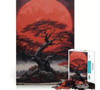Puzzle scuro "Albero della Luna Rossa" per adolescenti, 1000 pezzi, gioco di logica, lento, divertente, taglio perfetto, sorpresa di compleanno (38x26cm)