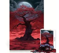 Puzzle scuro "Albero della Luna Rossa" per adulti, 1000 pezzi, stimola la memoria, gioco di gruppo, assemblaggio, sorpresa natalizia (38x52cm)