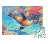 Puzzle Sea Lion A 1000 Pezzi, Puzzle Coral Reef Adulti, Gioco Diabilità Impossibile Puzzle Pittura Gioco Intellettivo Familiare Arredamento Domestico 1000pcs (75x50cm)