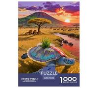 Puzzle Sea Turtle 1000 Pezzi Per Adulti E Ragazzi, Rompicapo Con African Savanna, Gioco Educativo, Regalo Originale 70x50cm/1000pcs