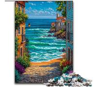 Puzzle Seaside City per adulti, 1000 puzzle, antistress per ammazzare il tempo durante le vacanze, con poster abbinato e foglio di quiz (26x38cm)