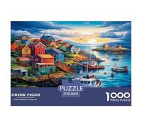 Puzzle Seaside Town A 1000 Pezzi, Puzzle Fishing Village Sunset Adulti Gioco Diabilità Impossibile Puzzle Arte Giochi Rilassamento E Intelligenza Regalo Per Amore E Amico 38x26cm/1000pcs
