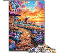 Puzzle Seaside Village per adolescenti da 1000 pezzi, gioco stimolante e gioco per famiglie con poster abbinato e foglio di quiz 26x38cm