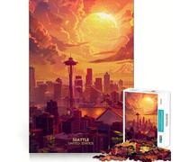 Puzzle "Seattle con tramonto mozzafiato", 1000 pezzi, per adulti, ideale per stimolare la mente e ridurre lo stress, con bordi precisi, perfetto come decorazione da parete (50x75cm)