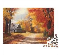 Puzzle Sentiero Autunnale Impossibile 1000 pezzi, vista sulla capanna, cartone premium, pezzi incastrabili, per appassionati, 38x26cm