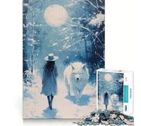 Puzzle "Sentiero della Luna del Lupo" per adolescenti, 1000 pezzi, gioco di logica e abilità, rilassante, taglio preciso, regalo di Babbo Natale (38x26cm)