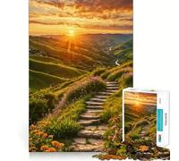 Puzzle "Sentiero di montagna al tramonto" per ragazzi, 1000 pezzi, gioco di logica, divertimento al chiuso, bordi precisi, pezzo da collezione 50x75cm