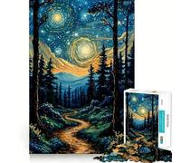 Puzzle "Sentiero nella foresta nella notte stellata" per adulti, 1000 pezzi, gioco intelligente e rilassante, taglio preciso, oggetto da collezione 38x26cm