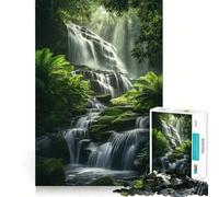Puzzle "Serena cascata in una foresta lussureggiante" per adulti, 1000 pezzi, gioco di logica, svago, taglio perfetto, regalo creativo (50x75cm)