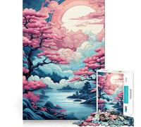 Puzzle "Serene Sakura︰ Dreamscape at Dusk" da 1000 pezzi per adolescenti, un gioco per allenare la mente, un'opera d'arte per creare un'atmosfera serena, un regalo stagionale (50x75cm)