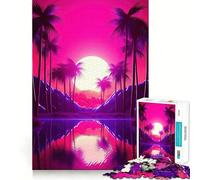 Puzzle "Serene Synthwave Paradise" da 1000 pezzi per adulti, ideale per stimolare la mente e ridurre lo stress, con bordi precisi, perfetto come decorazione da parete (50x75cm)