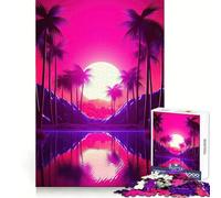 Puzzle "Serene Synthwave Paradise" da 1000 pezzi per adulti, ideale per stimolare la mente e ridurre lo stress, con bordi precisi, perfetto come decorazione da parete (50x75cm)