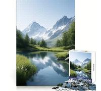 Puzzle "Serenità del Lago di Montagna" da 1000 pezzi per adolescenti,ideale per la concentrazione mentale,il sollievo dallo stress,il divertimento,la vestibilità perfetta e un regalo speciale 38x26cm