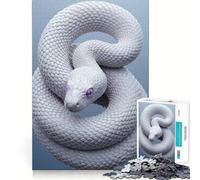 Puzzle Serpente Bianco con Occhi Viola,1000 Pezzi,Gioco di Abilità Mentali,Incastri Stabili,Parti Non Si Spostano,Passatempo Divertente per Lunghi Weekend (38x26cm)