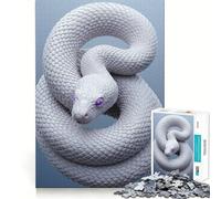 Puzzle Serpente Bianco con Occhi Viola,1000 Pezzi,Gioco di Costruzione Focus,Incastro Perfetto,Attività Ricompense per le Giornate di Pioggia (50x75cm)