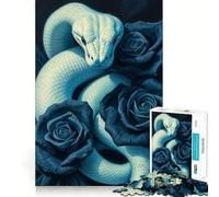 Puzzle "Serpente Bianco e Rose Blu" da 1000 pezzi,gioco di concentrazione mentale,taglio di precisione,bordi lisci,gioco significativo per costruire connessioni (50x75cm)