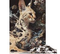 Puzzle Serval Whimsy da 1000 pezzi per adulti, puzzle in legno, gioco di sfida per l'esercizio mentale, regali di intrattenimento per adolescenti, attività per famiglie (75x50 cm)