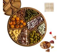 Puzzle Serving Tablet - wood with removable compartments, Puzzle Serving Tray Oak Wood with Removable Compartments, Christmas Wooden Fruit Food Platter for Living Room, Pantry (30 x 30 x 4 cm)