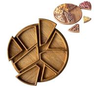 Puzzle Serving Tray Wood Food, Funny Puzzle Shaped Serving Tray with 8 Removable Compartments, detachable puzzle serving tray for Fruits, Nuts, Meats, Dips, for Coffee Table, Party, Kitchen (1pcs)