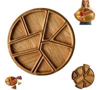 Puzzle Serving Tray Wood Food, Funny Puzzle Shaped Serving Tray with 8 Removable Compartments for Fruits, Nuts, Meats, Dips, Party, DailyFamilyMeals (1psc)