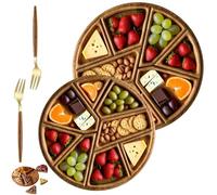 Puzzle Serving Tray Wood, Funny Puzzle Shaped Food Platter with 8 Removable Compartments for Coffee Table, Party Decoration, Home Kitchen, Snack Charcuterie Plate, Dry Fruit Organizer (Small+Large)