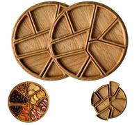 Puzzle Serving Tray - Wood with Removable Compartments, Puzzle Serving Tray Wood Food, Divided Decorative Serve Trays, Funny Food Wooden Plates for Home Decor, Coffee Table, Party (2Pcs-L)