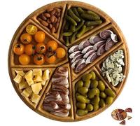 Puzzle Serving Tray Wooden Food, Christmas Wooden Fruit Food Platter with 8 Removable Compartments for Fruits, for Coffee Table, Living Room, Kitchen