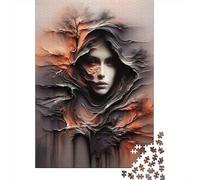 Puzzle Sfida da 1000 Pezzi Ritratto di Donna Mistica: Figura Incappucciata in Scogliera Rocciosa Arte per Adulti Adolescenti e Anziani Gioco Stimolante 52x38cm/1000 pezzi