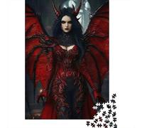 Puzzle Sfida per Adulti Regina Demone Oscuro: Donna Diavolo in Abito Rosso Giochi Educativi Adatti per Antistress e Decorazione Parete 52x38cm/1000 pezzi