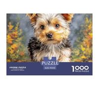 Puzzle Sfidante 1000 pezzi per Adulti e Bambini Cane Domestico - Mix Terrier Bianco-Marrone su Sentiero Autunnale, Antistress, Idea Regalo, 70x50cm