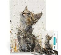 Puzzle "Sguardo da gattino verso l'alto" per adolescenti,1000 pezzi,gioco di potenziamento mentale,dimensioni uniformi,pezzi precisi,divertimento in famiglia,attività serale (50x75cm)