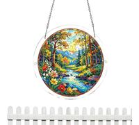 Puzzle-Shaped Acrylic Window Suncatcher - Spring Scenery Translucent Ornament | Decorative Light-Filtering Art For Home, Balcony & Porch, Modern 2D Stained-Glass Style Decor | For Gift