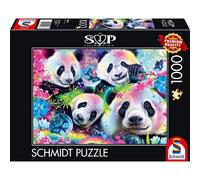 Puzzle Sheena Pike - Panda neon tra i fiori - 1000 pz - Schmidt 58516