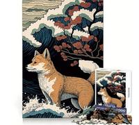Puzzle Shiba Inu Ukiyo E Giappone da 1000 pezzi per adolescenti, gioco di logica, passatempo rilassante, taglio perfetto, regalo classico 38x26cm