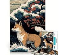 Puzzle Shiba Inu Ukiyo E Giappone da 1000 pezzi per adolescenti, gioco di logica, passatempo rilassante, taglio perfetto, regalo classico 38x26cm