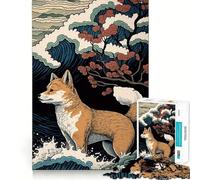 Puzzle Shiba Inu Ukiyo E Giappone da 1000 pezzi per adolescenti, ideale per rievocare ricordi, migliorare la mente, rilassare e creare opere d'arte di alta qualità 50x75cm