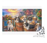 Puzzle Shih Tzu 100% cartone riciclato Shih Tzu al mercato 1000 pezzi per adulti The Impossible Challenge Divertente regalo 52x38cm/1000 pezzi